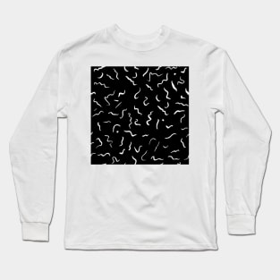 Artistic Squiggle Colorful Print Pattern White Long Sleeve T-Shirt